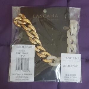 Lascana Two Tone Gold and Opaque White Lucite Links Necklace